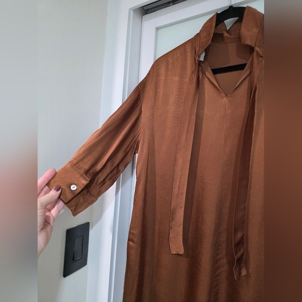 Patrizia Segreti Milano Brown Asymmetric Viscose Dress – Size IT 44 (Fits M/L) - Picture 14 of 16